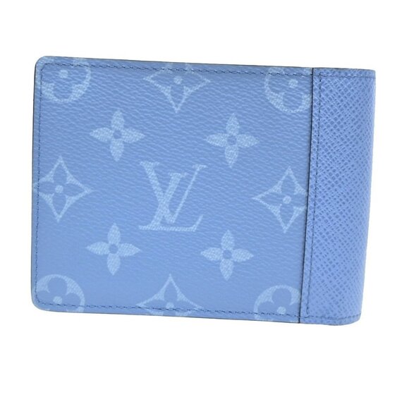 LOUIS VUITTON Multiple Taigarama Monogram Leather Bifold Wallet Skyblue - Picture 3 of 11